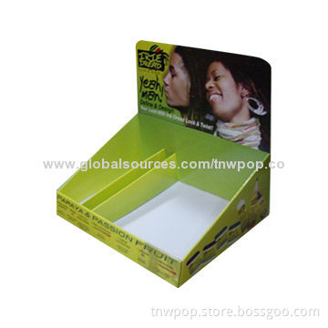POP cardboard counter display, eye-catching/strong, 100% eco-friendly, customized sizes and designs
